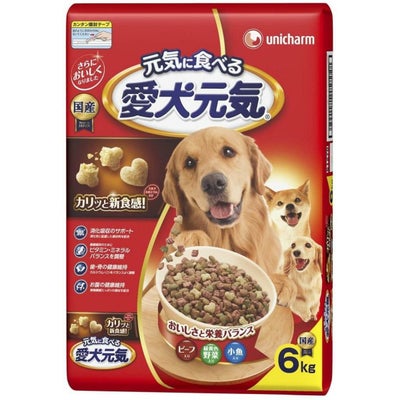 ユニ・チャームペット 愛犬元気 ビーフ・緑黄色野菜・小魚入り 6kg 全 