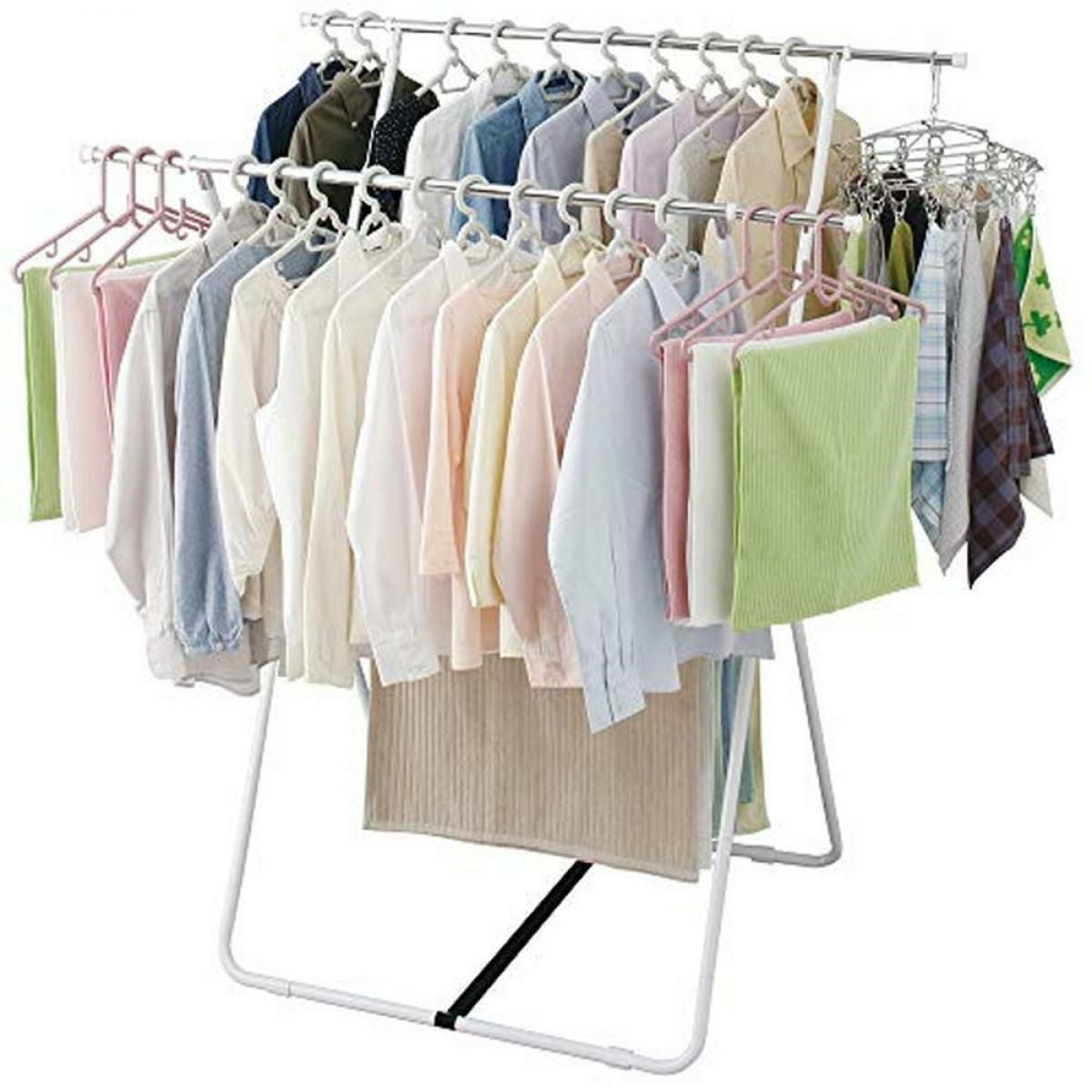 在庫有・即納】 アイリスオーヤマ 室内物干し ホワイト 幅142×奥行81