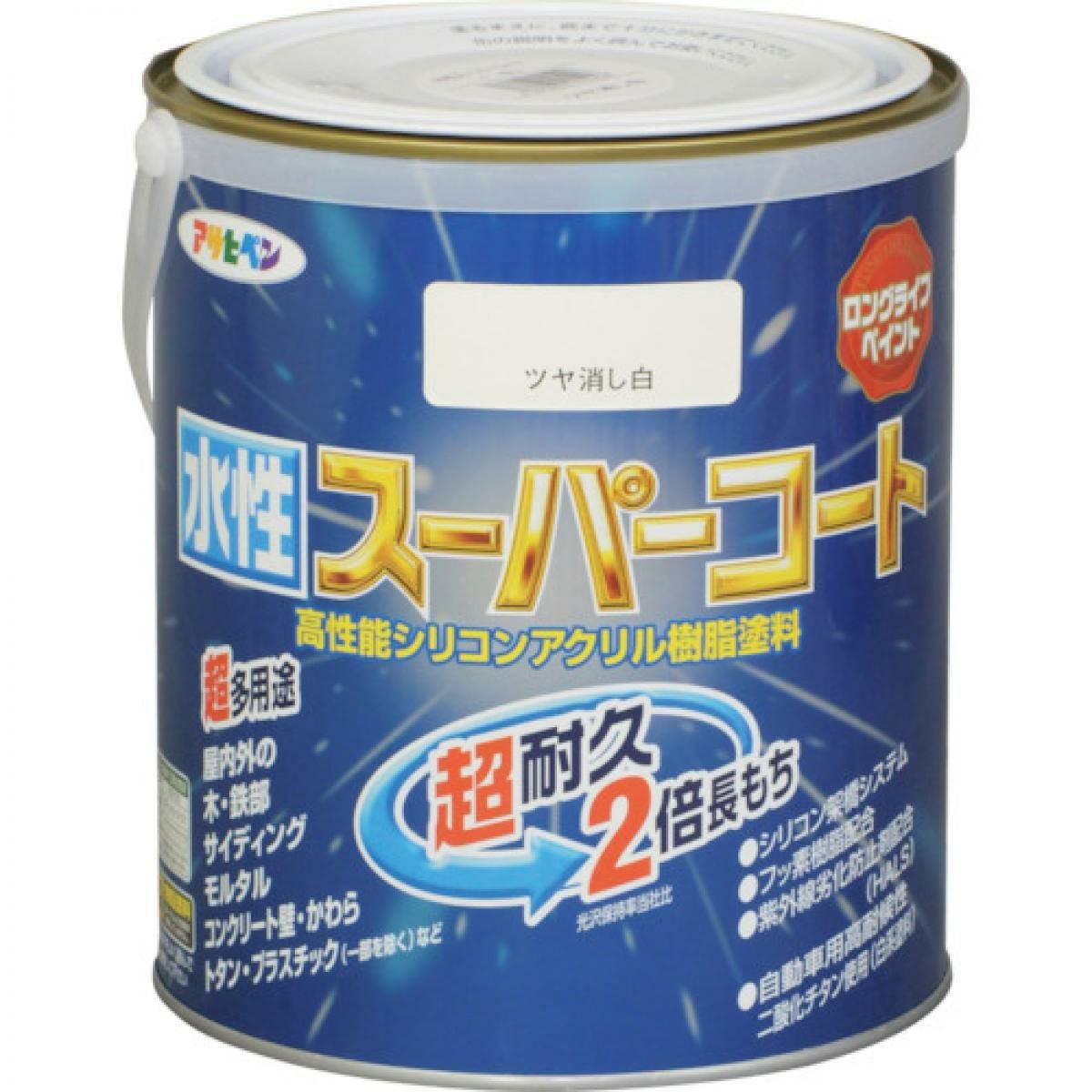 ☆。.:＊・゜ペンキ、塗料☆。.:＊・゜ アサヒペン 塗料 ペンキ 水性スーパーコート 1.6L ツヤ消し白 水性 多